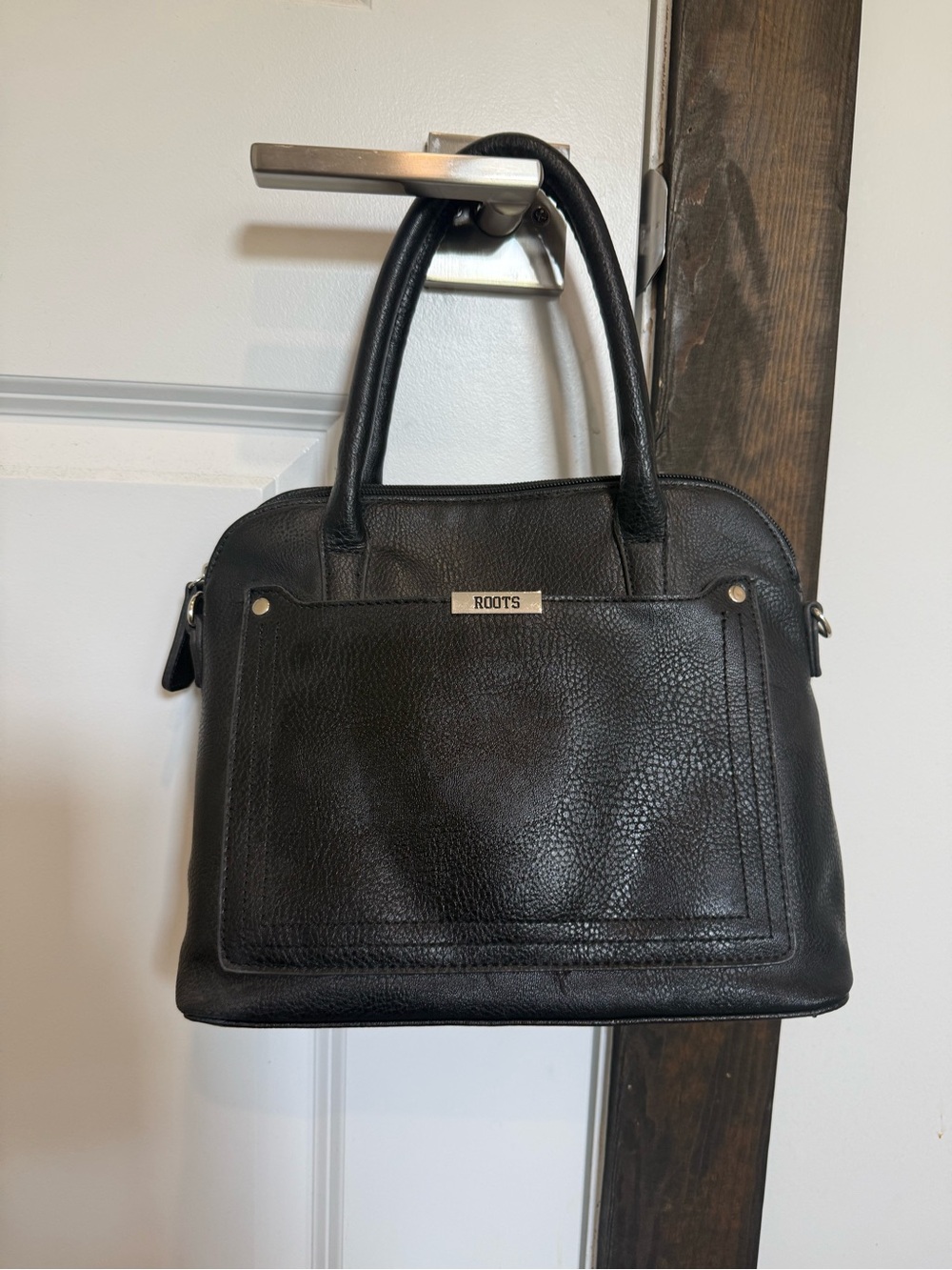 Roots Black Pebble Leather Satchel